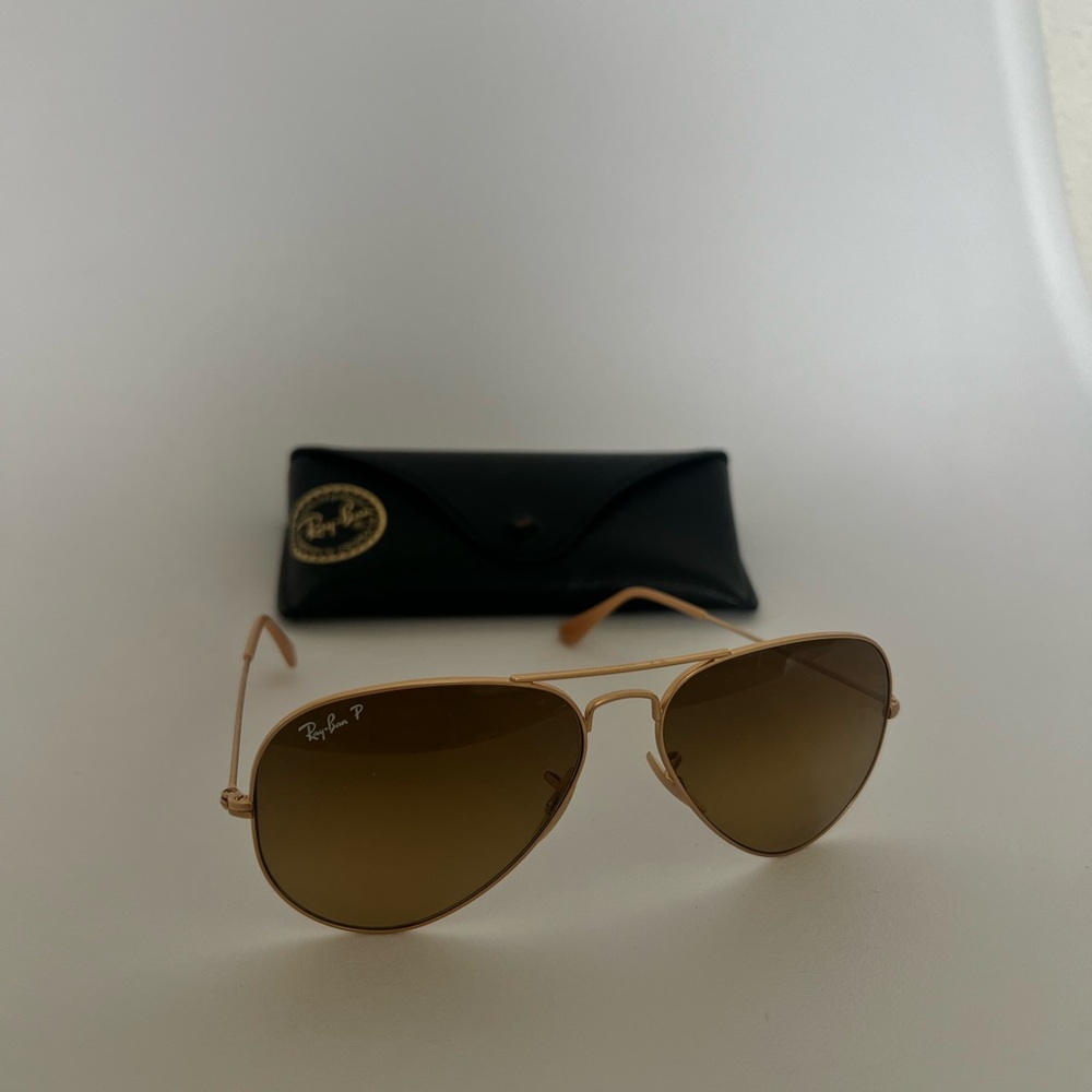 Ray-Ban Gold Aviator Sunglasses with Black Case
